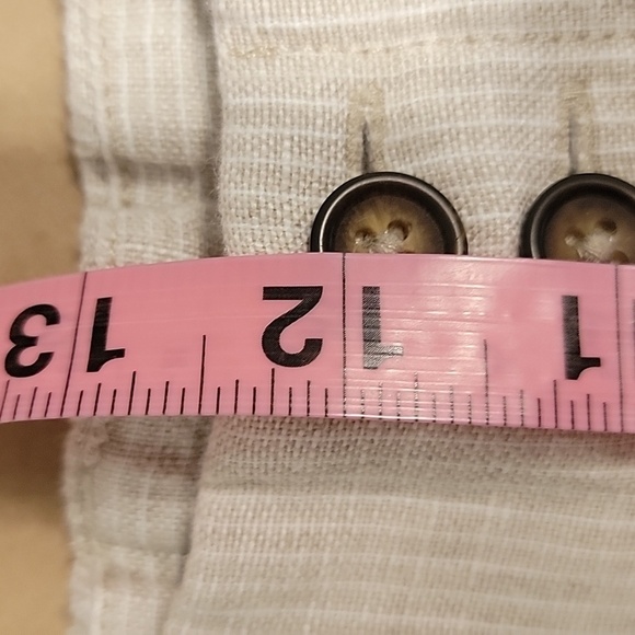 Garnet Hill Size 8 Oatmeal and Ivory Striped European Flax Linen Trousers - Picture 9 of 14